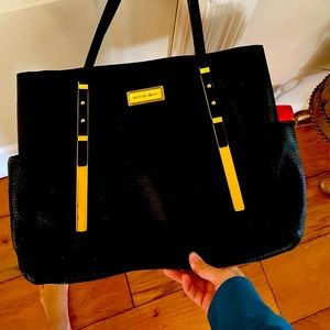 Large 16 x 12 Michael Kors gold black purse